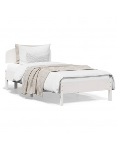 Giroletto con Testiera Bianco 90x200 cm Legno Massello di Pino 2