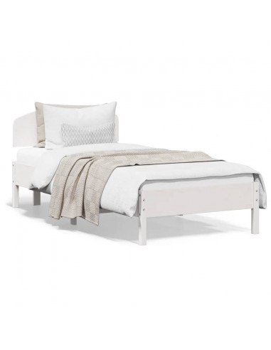 Giroletto con Testiera Bianco 90x200 cm Legno Massello di Pino