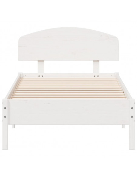 Giroletto con Testiera Bianco 90x200 cm Legno Massello di Pino