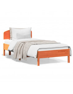 Giroletto con Testiera Marrone Cera 100x200 cm Massello Pino 2