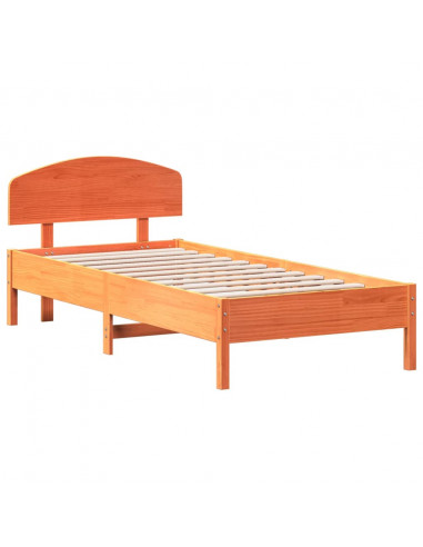 Giroletto con Testiera Marrone Cera 100x200 cm Massello Pino