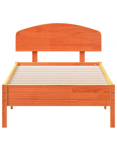 Giroletto con Testiera Marrone Cera 100x200 cm Massello Pino