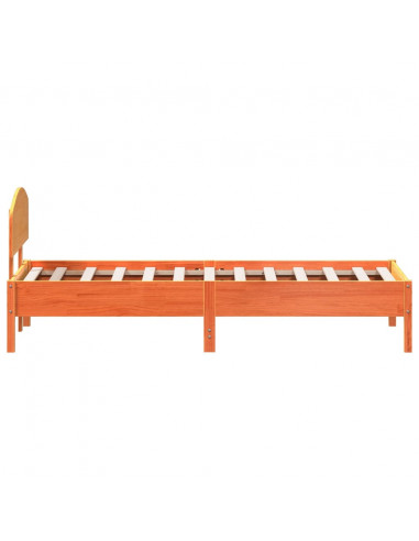 Giroletto con Testiera Marrone Cera 100x200 cm Massello Pino