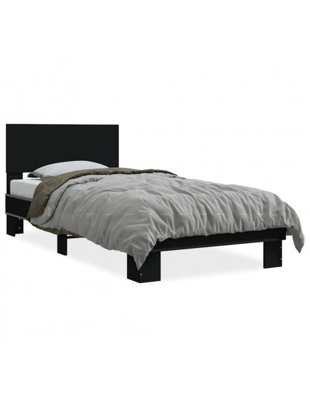 Giroletto Nero 90x200 cm in Legno Multistrato e Metallo