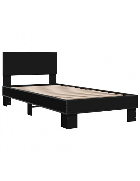 Giroletto Nero 90x200 cm in Legno Multistrato e Metallo