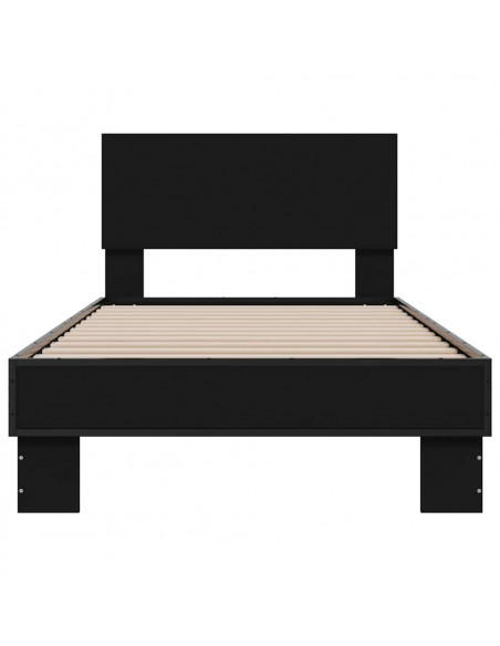 Giroletto Nero 90x200 cm in Legno Multistrato e Metallo