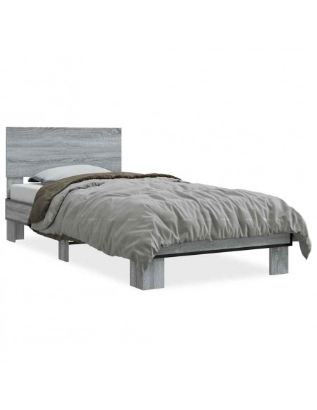 Giroletto Grigio Sonoma 100x200 cm Legno Multistrato e Metallo