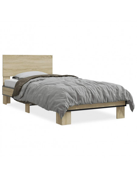 Giroletto Rovere Sonoma 90x190cm in Legno Multistrato e Metallo