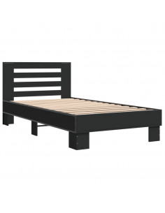 Giroletto Nero 90x190 cm in Legno Multistrato e Metallo 2