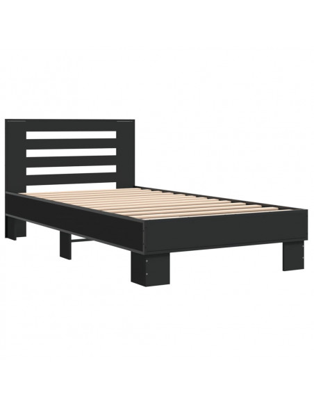 Giroletto Nero 90x190 cm in Legno Multistrato e Metallo