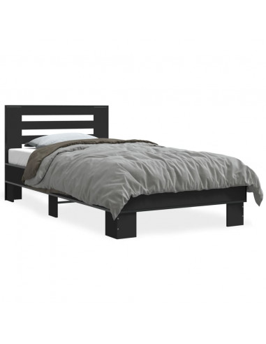 Giroletto Nero 90x200 cm in Legno Multistrato e Metallo