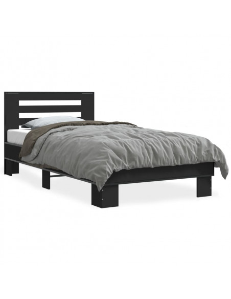 Giroletto Nero 90x200 cm in Legno Multistrato e Metallo