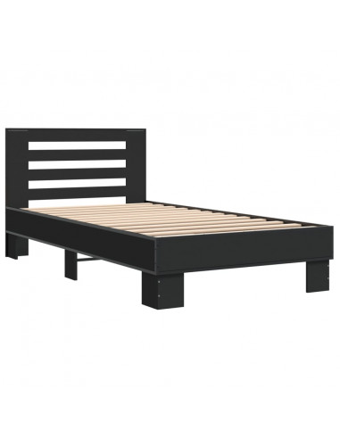 Giroletto Nero 90x200 cm in Legno Multistrato e Metallo