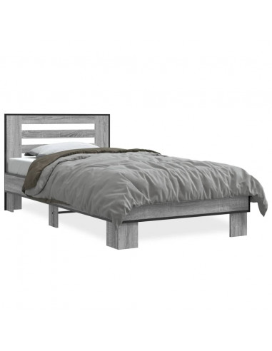 Giroletto Grigio Sonoma 100x200 cm Legno Multistrato e Metallo