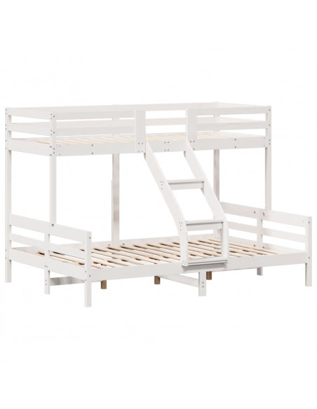 Letto a Castello 80x200/140x200cm Bianco Legno Massello di Pino