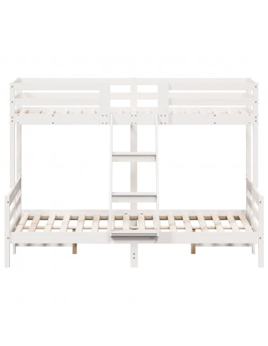 Letto a Castello 80x200/140x200cm Bianco Legno Massello di Pino