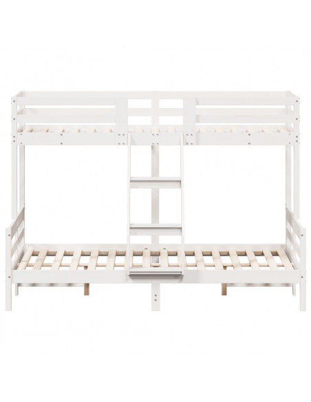 Letto a Castello 80x200/140x200cm Bianco Legno Massello di Pino