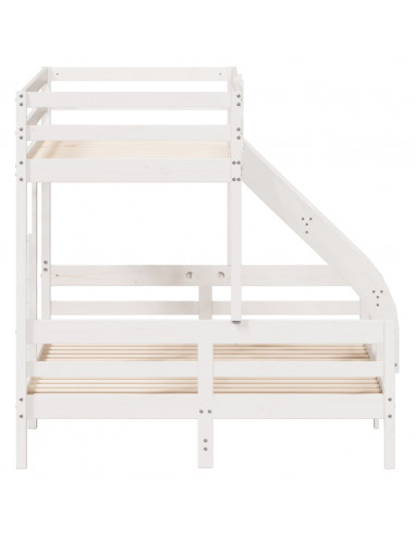 Letto a Castello 80x200/140x200cm Bianco Legno Massello di Pino