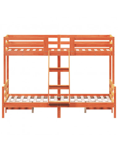 Letto a Castello 90x200/120x200 cm Marrone Cera Massello Pino