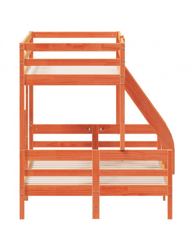 Letto a Castello 90x200/120x200 cm Marrone Cera Massello Pino