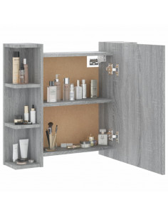 Mobile a Specchio con LED Grigio Sonoma 70x16,5x60 cm 2