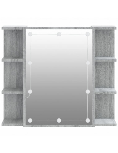 Mobile a Specchio con LED Grigio Sonoma 70x16,5x60 cm