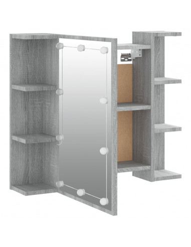 Mobile a Specchio con LED Grigio Sonoma 70x16,5x60 cm