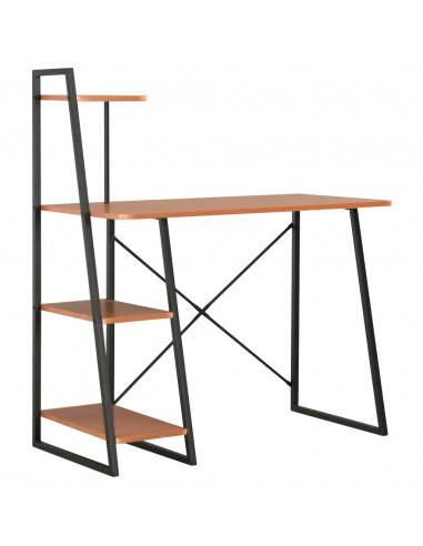 Scrivania con Mensole Nera e Marrone 102x50x117 cm