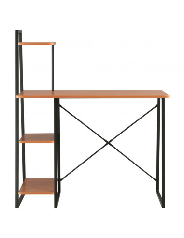 Scrivania con Mensole Nera e Marrone 102x50x117 cm