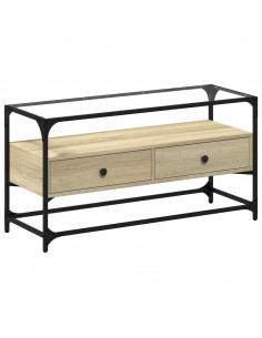 Mobile TV Piano Vetro Rovere Sonoma 98x35x51 Legno Multistrato 2