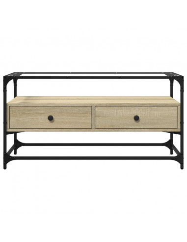 Mobile TV Piano Vetro Rovere Sonoma 98x35x51 Legno Multistrato