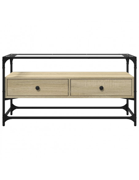 Mobile TV Piano Vetro Rovere Sonoma 98x35x51 Legno Multistrato