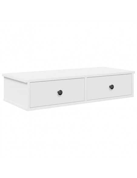 Scaffale a Parete con Cassetti Bianco 80x31x17 cm in Truciolato