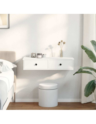 Scaffale a Parete con Cassetti Bianco 80x31x17 cm in Truciolato