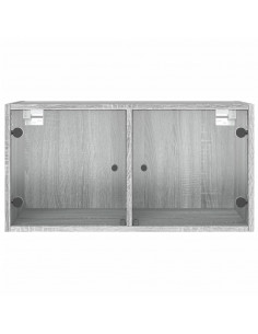 Mobili a Muro con Ante in Vetro 2pz Grigio Sonoma 68,5x37x35 cm 2