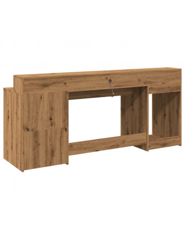 Scrivania con LED Rovere Artigianale 200x55x91 cm in Truciolato