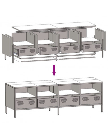 Mobile TV Antracite 135x39x43,5 cm Acciaio Laminato a Freddo