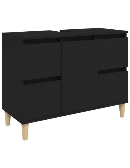 Mobile Lavabo Nero 80x33x60 cm in Legno Multistrato