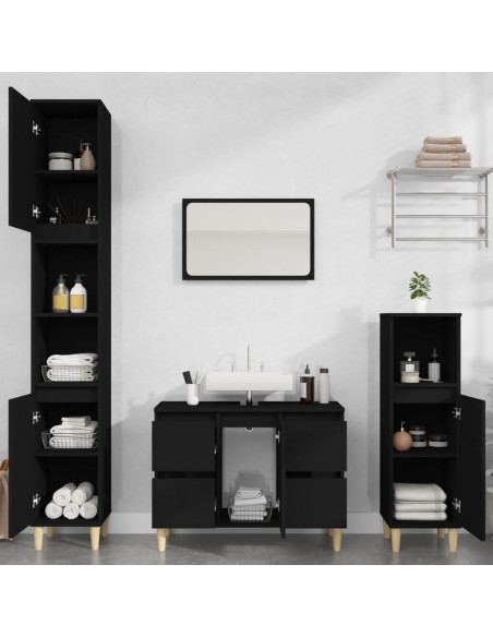 Mobile Lavabo Nero 80x33x60 cm in Legno Multistrato