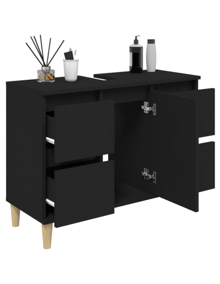Mobile Lavabo Nero 80x33x60 cm in Legno Multistrato