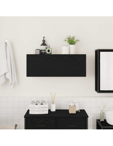 Mobile da Bagno a Parete Nero 80x25x30 cm in Legno Multistrato