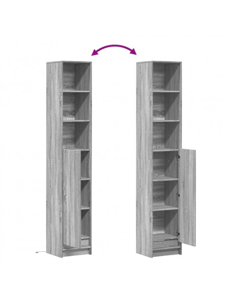 Credenza con LED Grigio Sonoma 36x32,5x200 cm Legno Multistrato