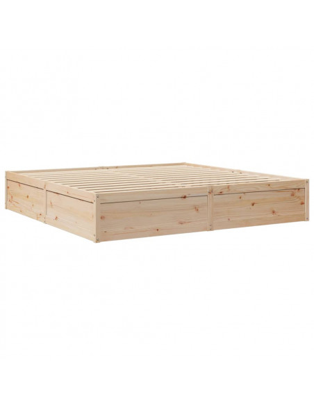Letto con Materasso 200x200 cm in Legno Massello di Pino