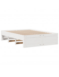 Letto Libreria senza Materasso Bianco 140x190 cm Legno di Pino 2