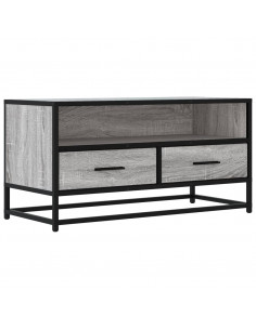 Mobile TV Grigio Sonoma 80x34,5x40 cm Legno Multistrato Metallo 2