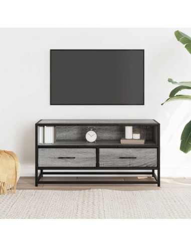 Mobile TV Grigio Sonoma 80x34,5x40 cm Legno Multistrato Metallo