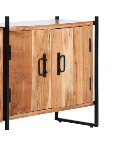 Libreria a 4 Livelli Legno Massello di Acacia 124x30x180 cm