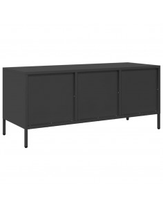 Mobile TV Nero 101,5x39x43,5 cm in Acciaio Laminato a Freddo 2