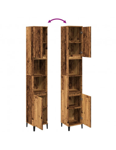 Armadietto Bagno Legno Antico 30x30x190 cm in Legno Multistrato