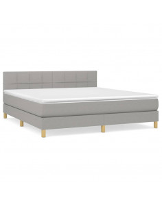 Giroletto a Molle con Materasso Grigio Chiaro160x200 cm Tessuto 2